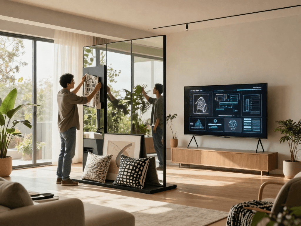 Cermin4d modern dalam ruangan dengan desain interior yang cerdas dan hangat.